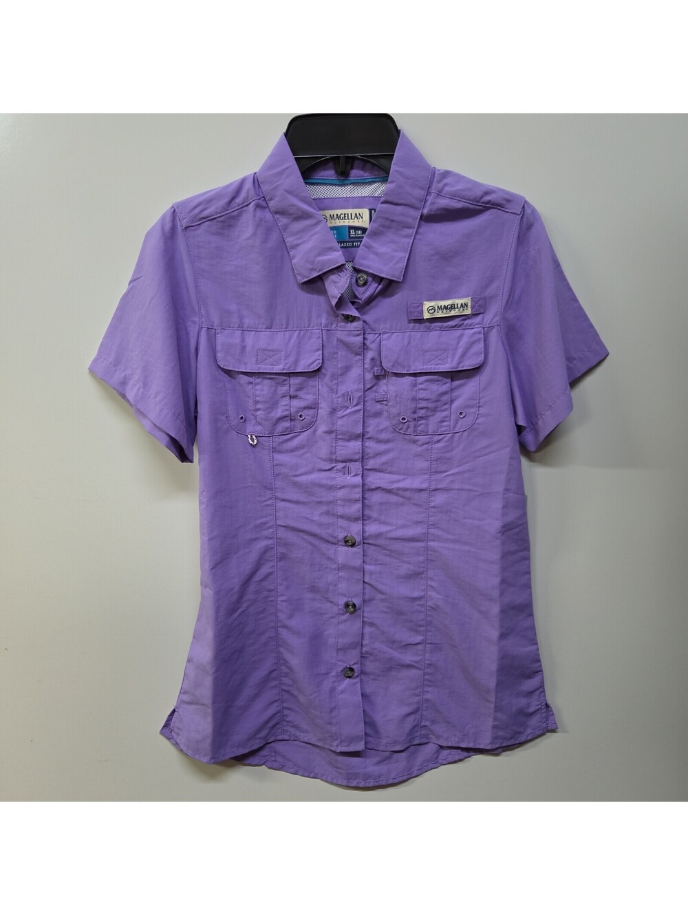 Magellan Fishing Shirt Girl's Size XL 16 Purple Short Sleeve Relaxed Fit